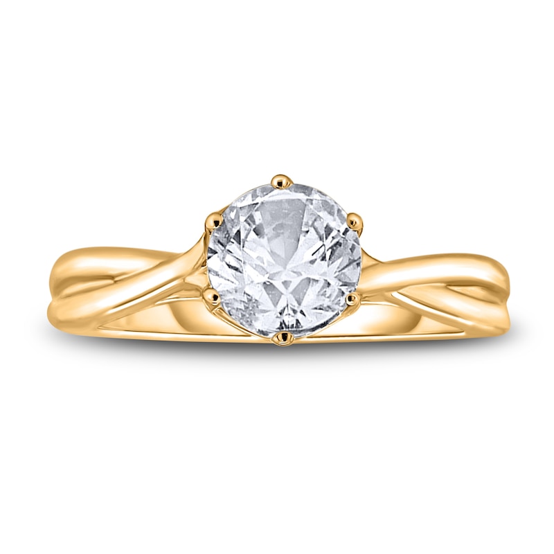 Main Image 3 of Diamond Solitaire Twist Engagement Ring 1 ct tw Round 14K Yellow Gold (I2/I)