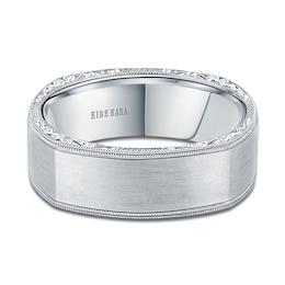 Kirk Kara Men's Engraved Satin Wedding Band 14K White Gold