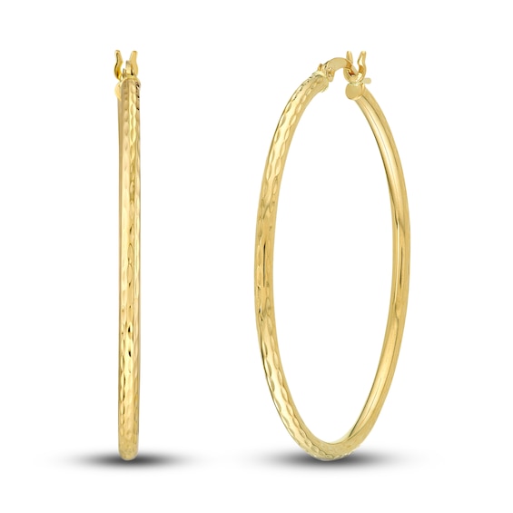 Jared The Galleria Of Jewelry Diamond-Cut Round Hoop Earrings 14K Yellow Gold 40mm