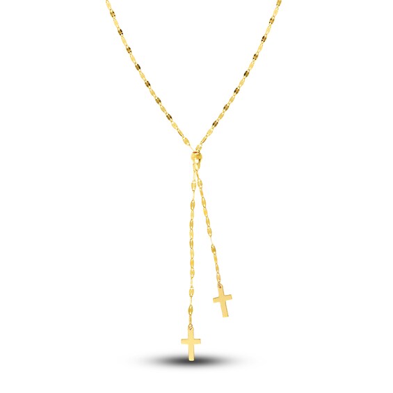 Jared The Galleria Of Jewelry Double Cross Lariat Necklace 14K Yellow Gold 16