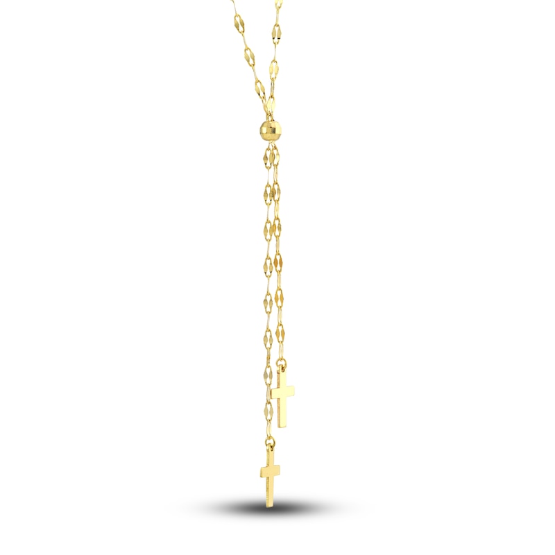 Main Image 2 of Double Cross Lariat Necklace 14K Yellow Gold 16"