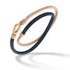 Thumbnail Image 1 of Marco Dal Maso Men's Double Blue Leather/Foxtail Chain Bracelet Sterling Silver/18K Rose Gold-Plated 16"