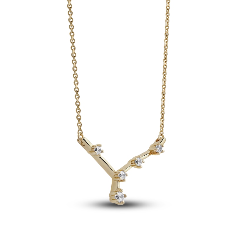 Main Image 2 of Diamond Cancer Constellation Necklace 1/6 ct tw Round 14K Yellow Gold