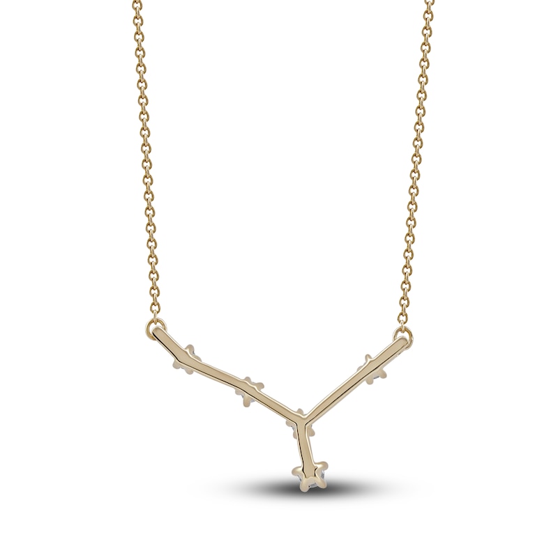 Main Image 3 of Diamond Cancer Constellation Necklace 1/6 ct tw Round 14K Yellow Gold