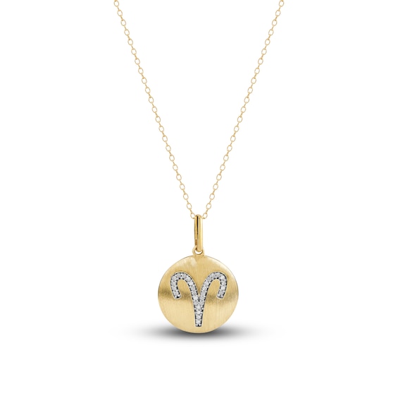 Jared The Galleria Of Jewelry Diamond Aries Zodiac Pendant Necklace 1/10 ct tw Round 14K Yellow Gold