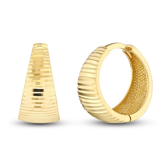 Jared The Galleria Of Jewelry Diamond-Cut Tapered Huggie Earrings 14K Yellow Gold