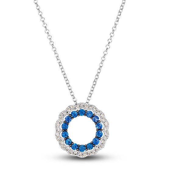 Le Vian Natural Blue Sapphire Necklace 1/3 ct tw Diamonds 14K Vanilla Gold