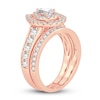 Thumbnail Image 2 of Diamond Double Halo Bridal Set 1-1/2 ct tw Pear/Round 14K Rose Gold