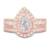 Thumbnail Image 3 of Diamond Double Halo Bridal Set 1-1/2 ct tw Pear/Round 14K Rose Gold