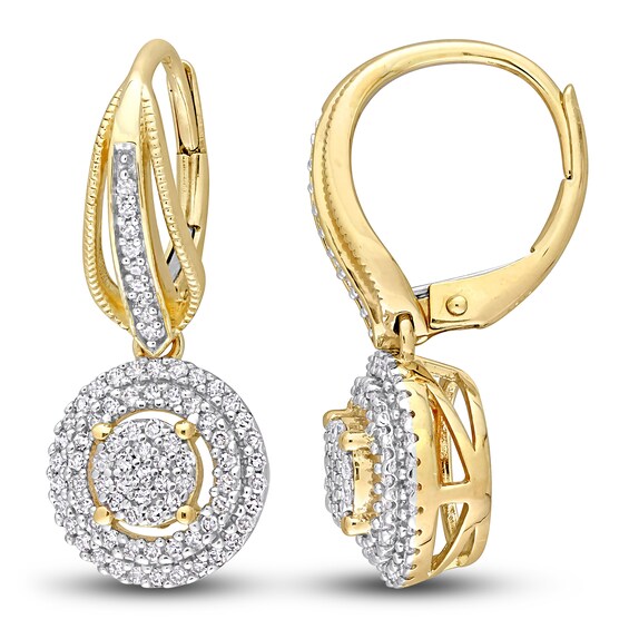 Jared The Galleria Of Jewelry Diamond Drop Earrings 1/2 ct tw Round 10K Yellow Gold