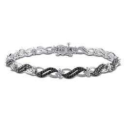Black Diamond Fashion Bracelet 1/4 ct tw Round Sterling Silver 7"