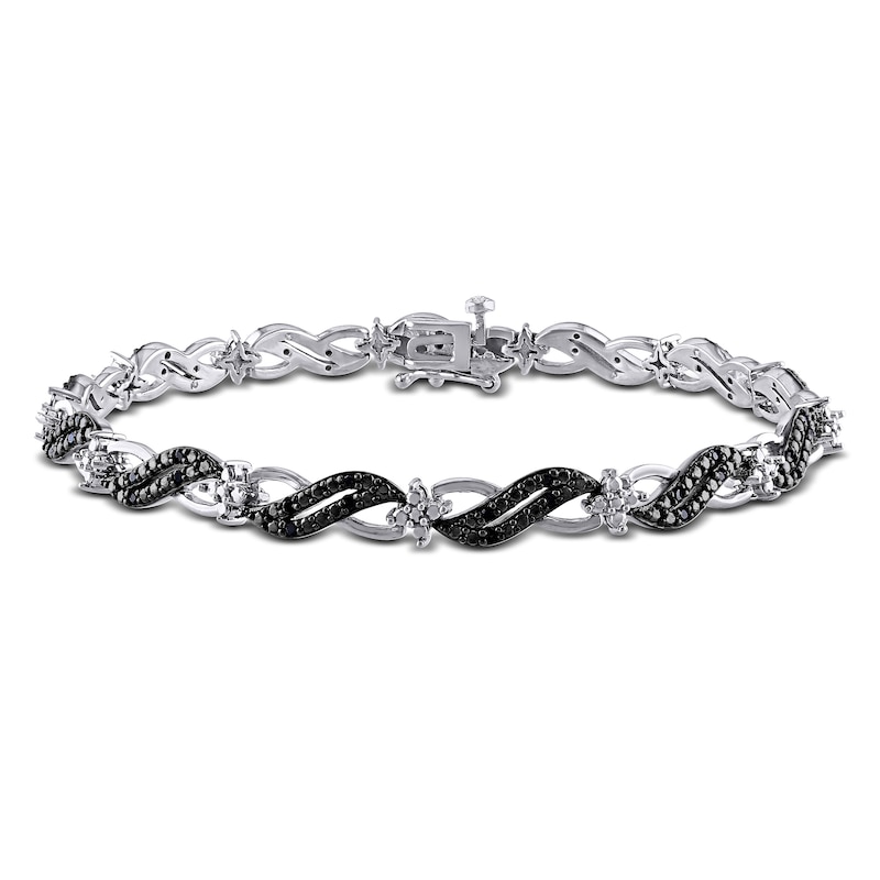 Main Image 1 of Black Diamond Fashion Bracelet 1/4 ct tw Round Sterling Silver 7"