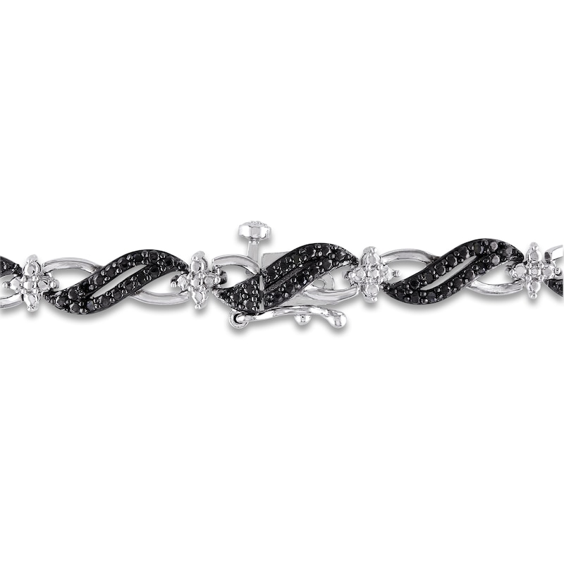 Main Image 2 of Black Diamond Fashion Bracelet 1/4 ct tw Round Sterling Silver 7"