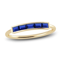 Juliette Maison Natural Blue Sapphire Baguette Bar Ring 10K Yellow Gold