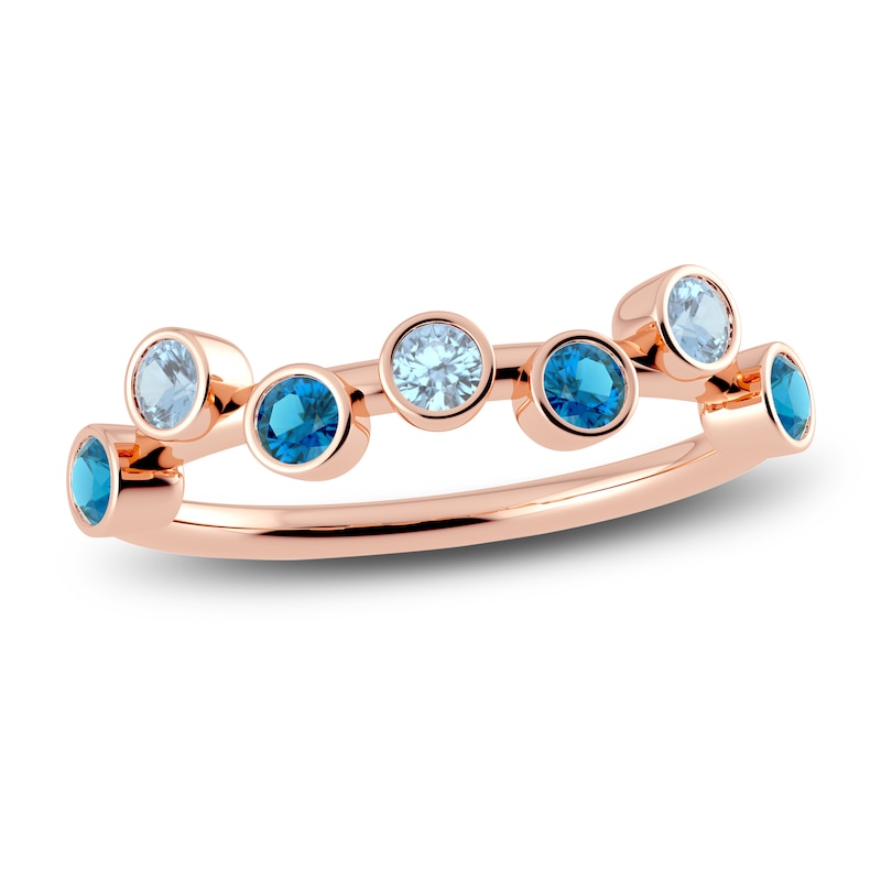 Juliette Maison Natural Aquamarine & Natural Blue Zircon Ring 10K Rose Gold