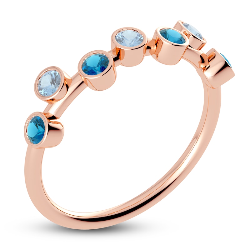 Juliette Maison Natural Aquamarine & Natural Blue Zircon Ring 10K Rose Gold