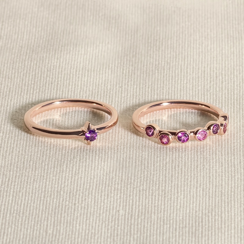 Main Image 4 of Juliette Maison Natural Aquamarine & Natural Blue Zircon Ring 10K Rose Gold