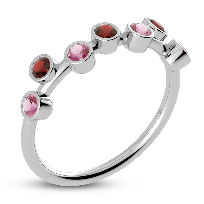 Main Image 2 of Juliette Maison Natural Garnet & Natural Pink Tourmaline Ring 10K White Gold
