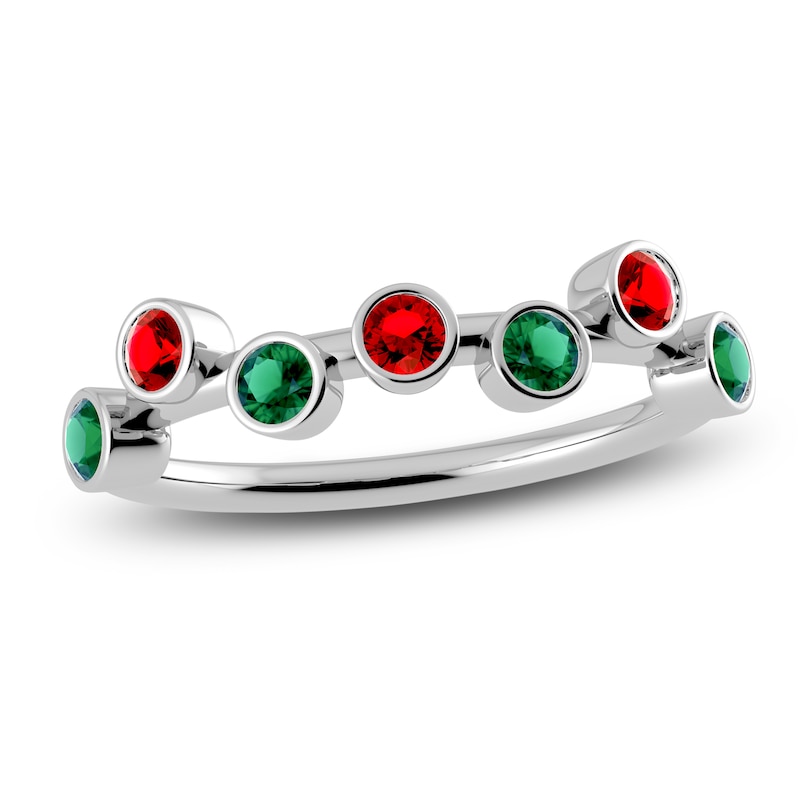 Juliette Maison Natural Ruby & Natural Emerald Ring 10K White Gold