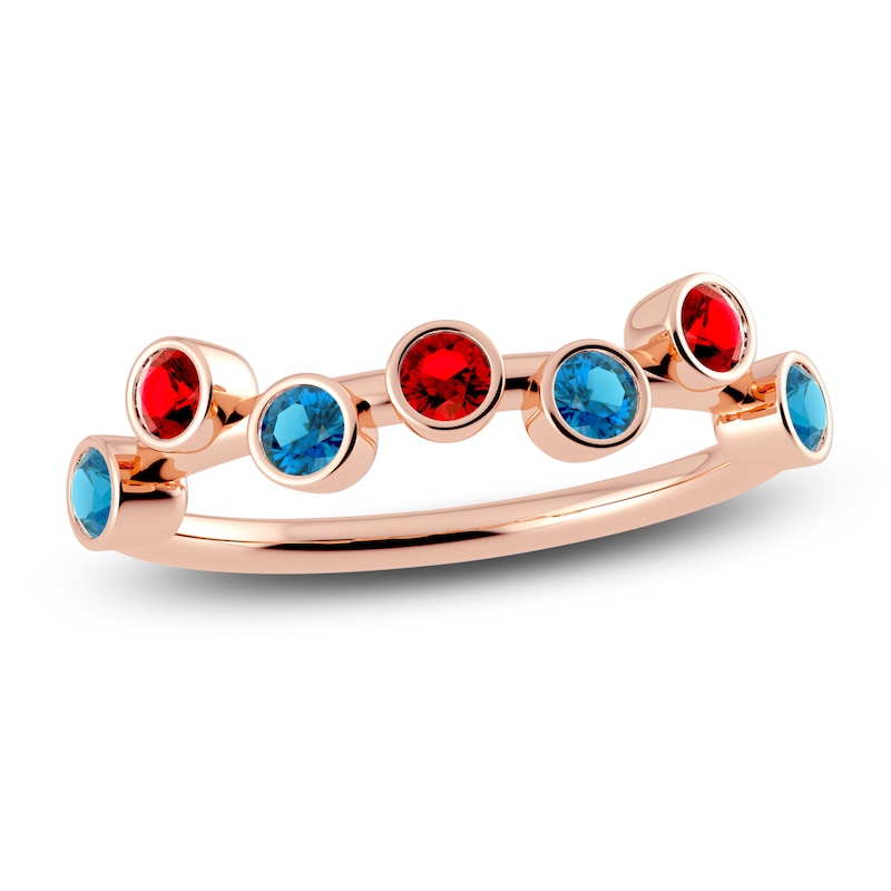 Juliette Maison Natural Ruby & Natural Blue Zircon Ring 10K Rose Gold