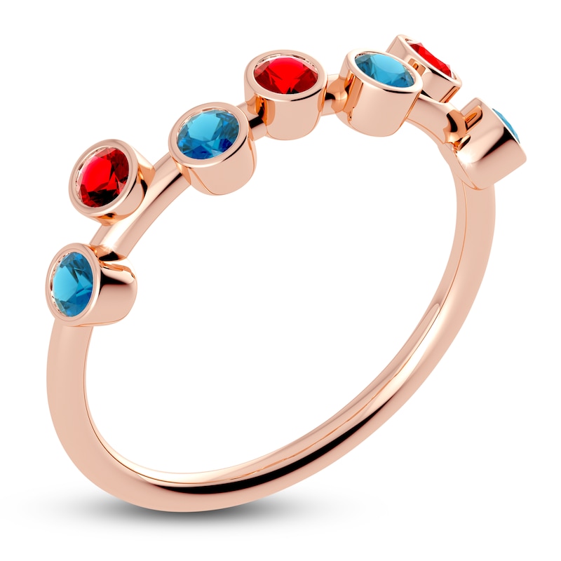 Juliette Maison Natural Ruby & Natural Blue Zircon Ring 10K Rose Gold