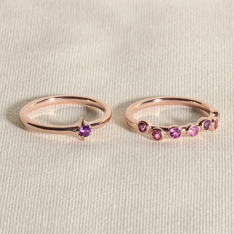 Main Image 4 of Juliette Maison Natural Ruby & Natural Blue Zircon Ring 10K Rose Gold