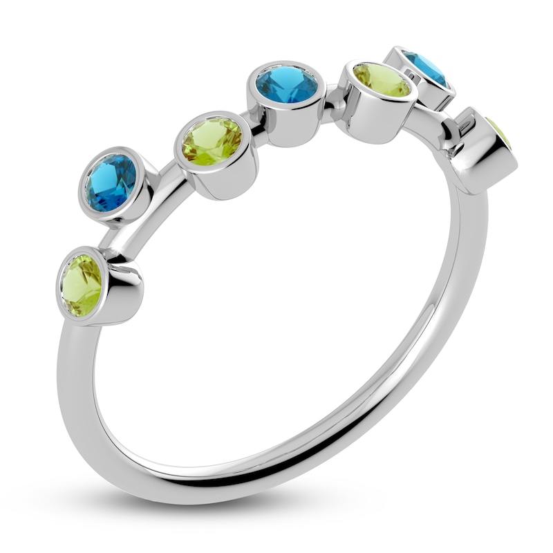 Main Image 2 of Juliette Maison Natural Peridot & Natural Blue Zircon Ring 10K White Gold