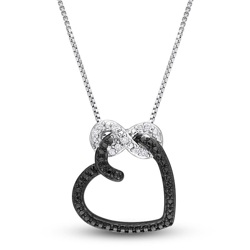 Main Image 1 of Diamond Heart Necklace 1/20 ct tw Round Sterling Silver 18"
