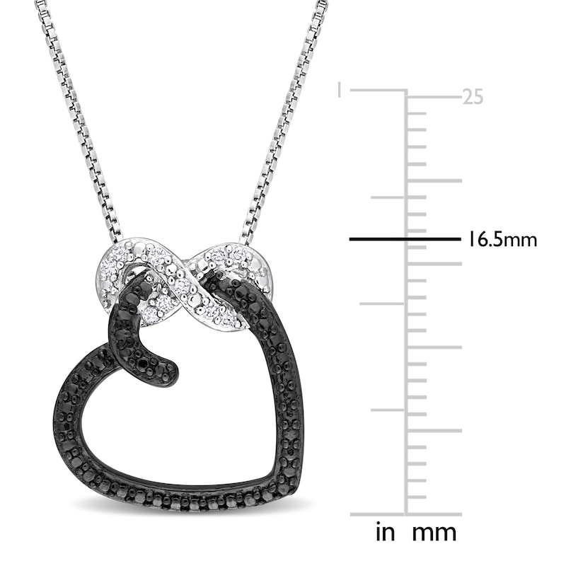 Main Image 3 of Diamond Heart Necklace 1/20 ct tw Round Sterling Silver 18"