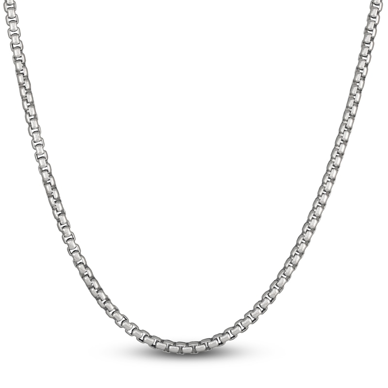 Solid Oval Box Chain Necklace Sterling Silver 24" 5.3mm