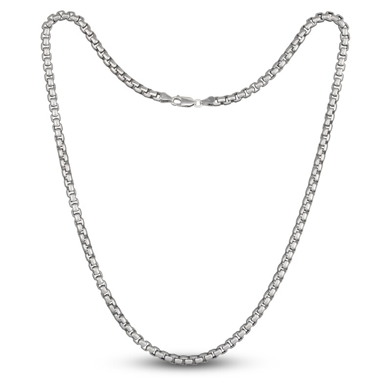 Main Image 2 of Solid Oval Box Chain Necklace Sterling Silver 24" 5.3mm