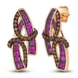 Le Vian Wrapped In Chocolate Natural Pink Sapphire Earrings 1/3 ct tw Diamonds 14K Strawberry Gold