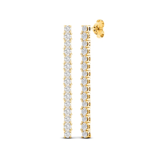 Jared The Galleria Of Jewelry Lab-Created Diamond Linear Earrings 2 ct tw Round 14K Yellow Gold