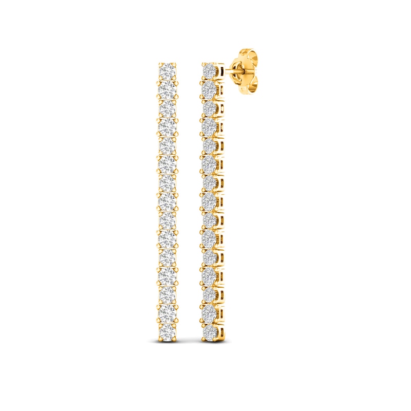 Lab-Created Diamond Linear Earrings 2 ct tw Round 14K Yellow Gold