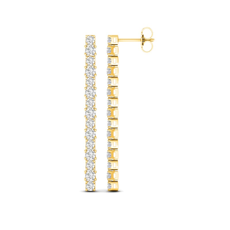 Lab-Created Diamond Linear Earrings 2 ct tw Round 14K Yellow Gold