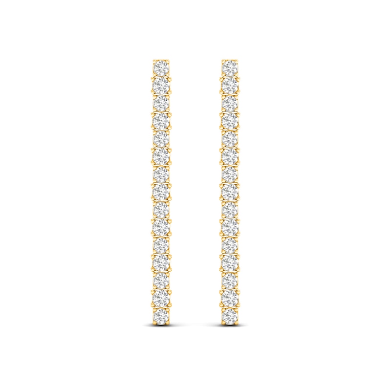 Lab-Created Diamond Linear Earrings 2 ct tw Round 14K Yellow Gold