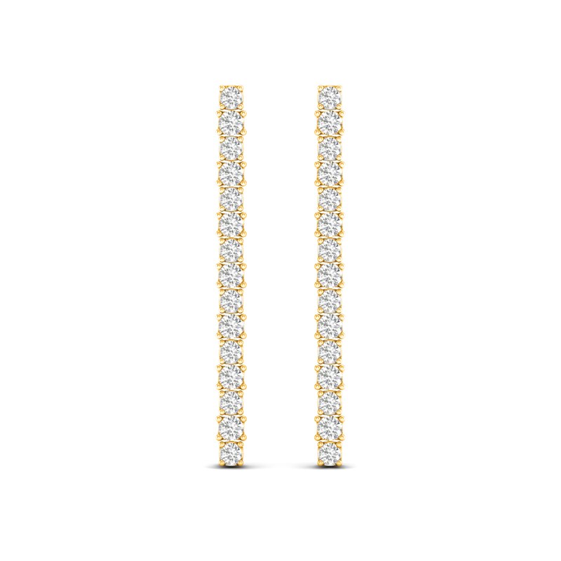 Lab-Created Diamond Linear Earrings 2 ct tw Round 14K Yellow Gold
