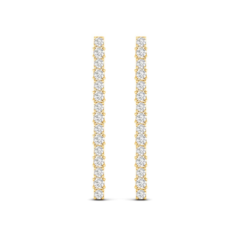 Lab-Created Diamond Linear Earrings 2 ct tw Round 14K Yellow Gold