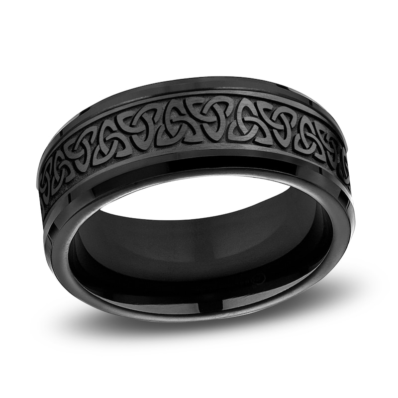 Celtic Knot Wedding Band Black Titanium 9.0mm