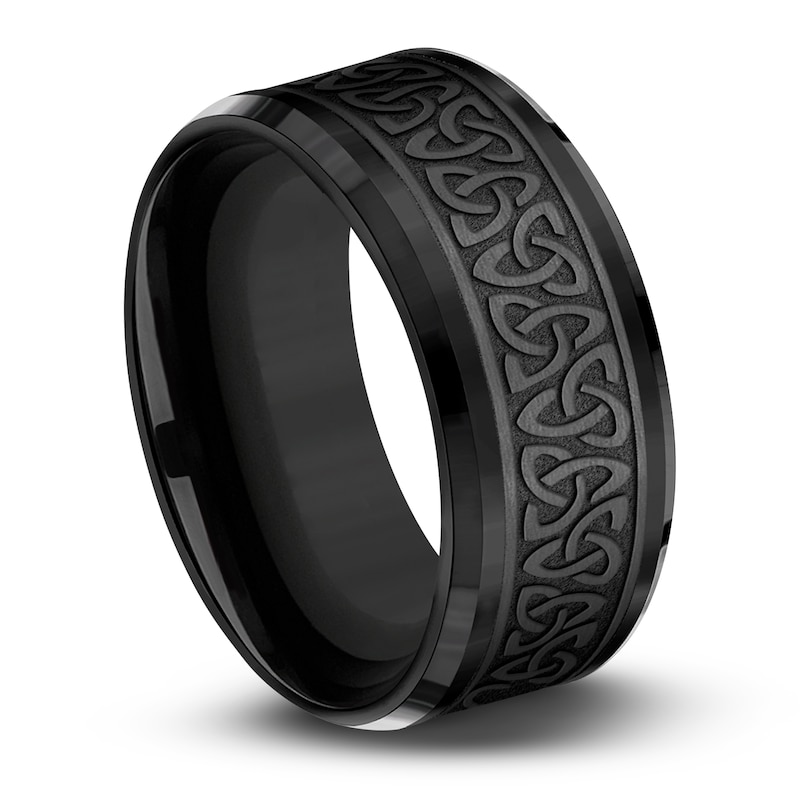 Main Image 2 of Celtic Knot Wedding Band Black Titanium 9.0mm