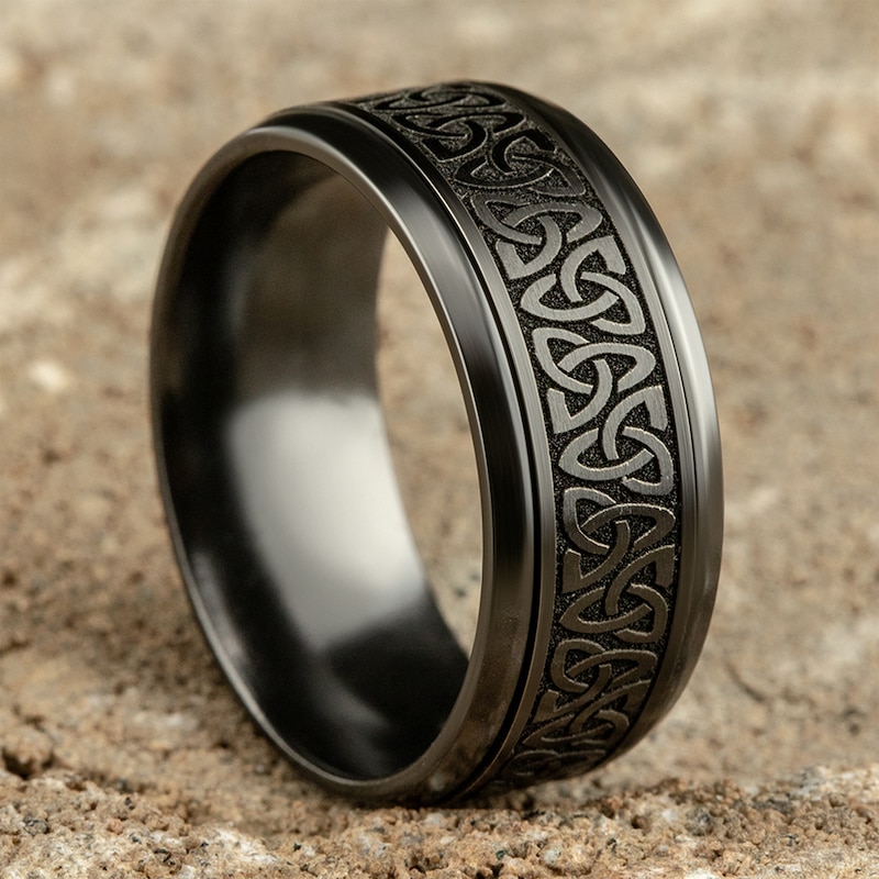 Celtic Knot Wedding Band Black Titanium 9.0mm