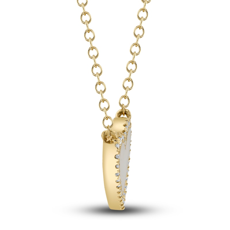 Main Image 2 of Shy Creation Natural Mother-of-Pearl Heart Necklace 1/15 ct tw Diamonds 14K Yellow Gold 18" SC55012462
