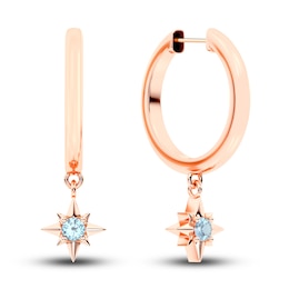 Juliette Maison Natural Aquamarine Starburst Drop Earrings 10K Rose Gold