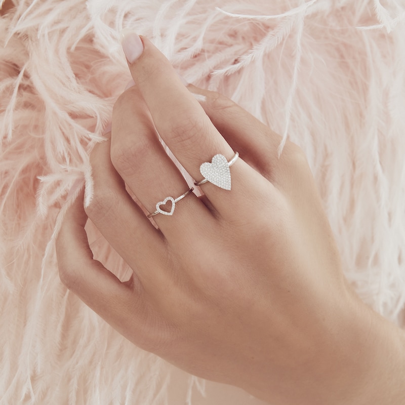 Main Image 4 of Shy Creation Diamond Accent Heart Ring Round 14K White Gold SC22005658