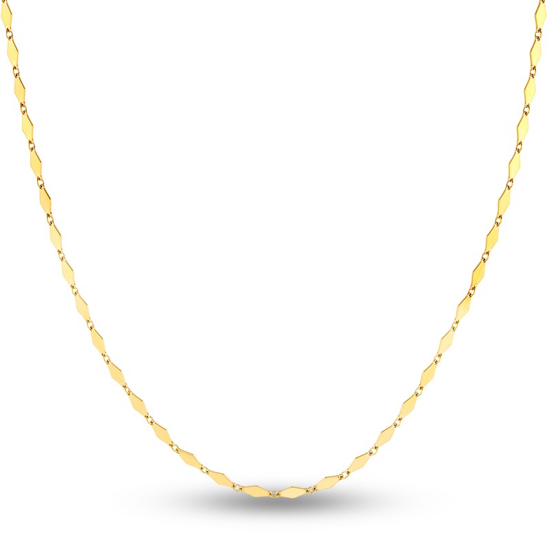 Solid Mirror Link Chain Necklace 14K Yellow Gold 18" 2.66mm