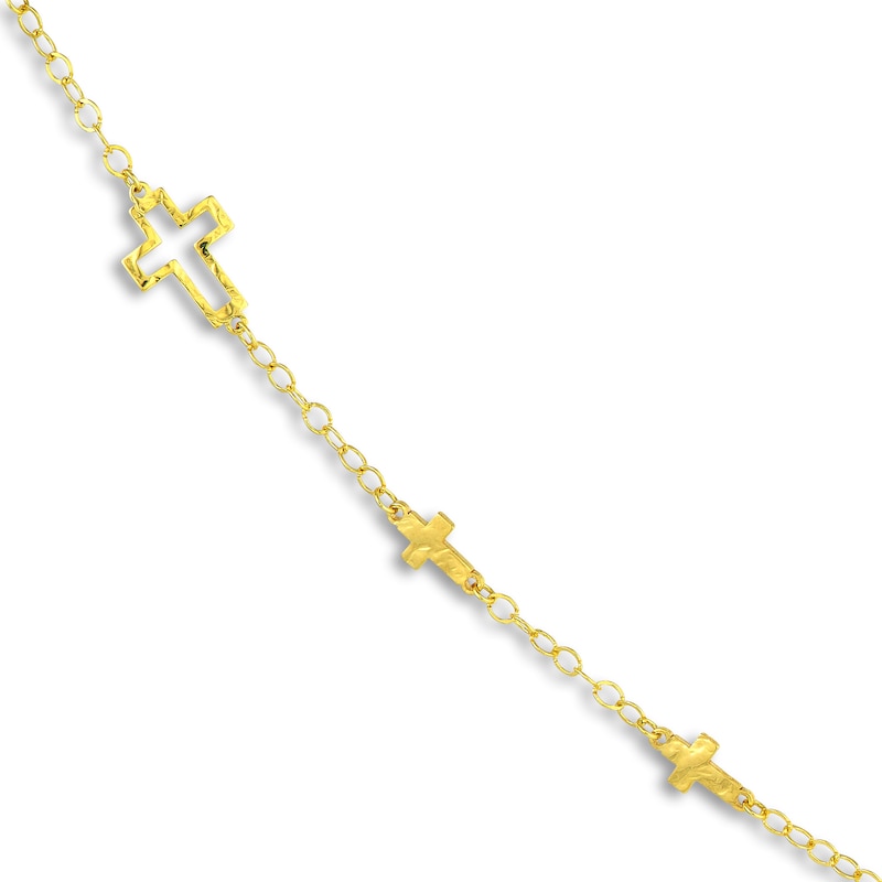 Main Image 2 of Cross Station Necklace 14K Yellow Gold 18&quot;