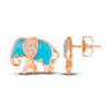 Thumbnail Image 1 of Le Vian Elephant Stud Earrings 1/15 ct tw Turquoise Enamel 14K Strawberry Gold