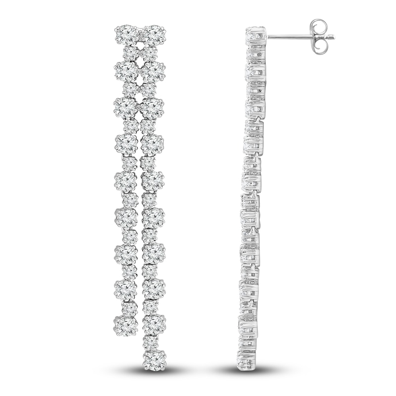 Diamond Dangle Earrings 3-1/2 ct tw Round 14K White Gold