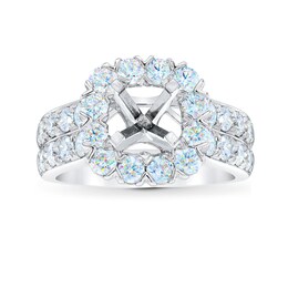 THE LEO First Light Diamond Halo Engagement Ring Setting 2 ct tw Round 14K White Gold