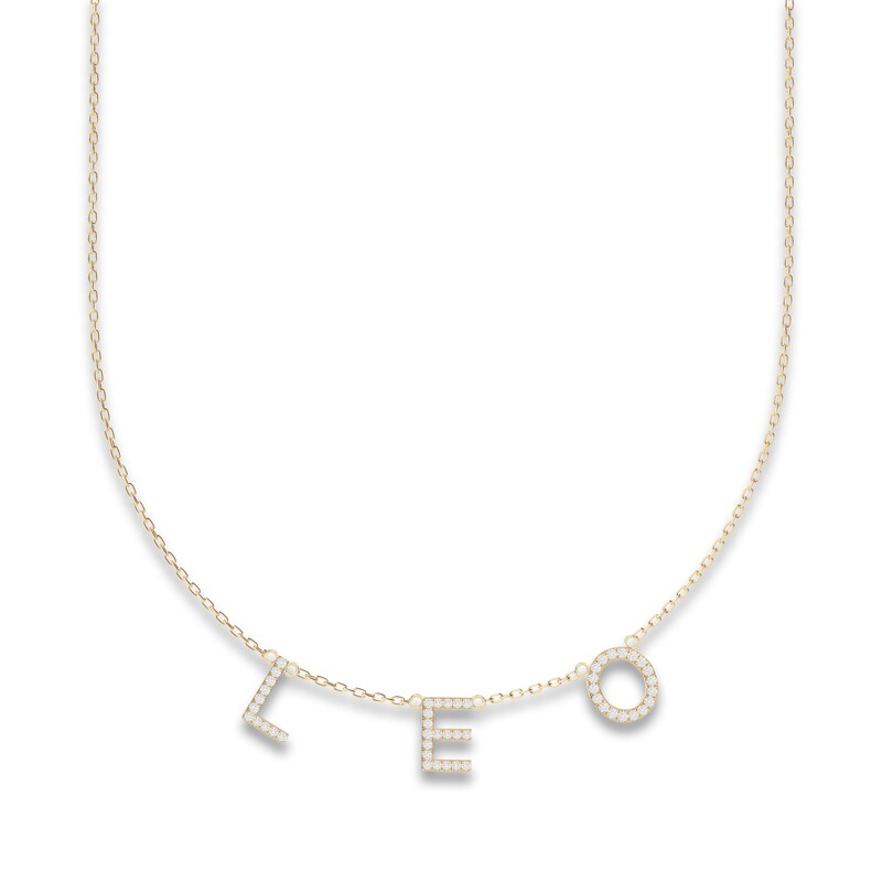 Juliette Maison Diamond Station Name Necklace 3/8 ct tw Round 10K Yellow Gold